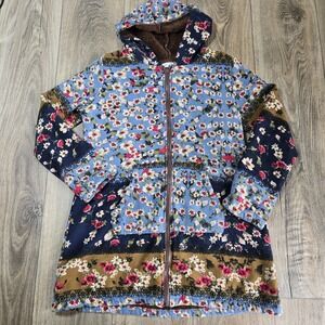 CELLABIE  Size Large  Furry‎ Fleece Lined Zipper Front Hooded Jacket Coat Pocket